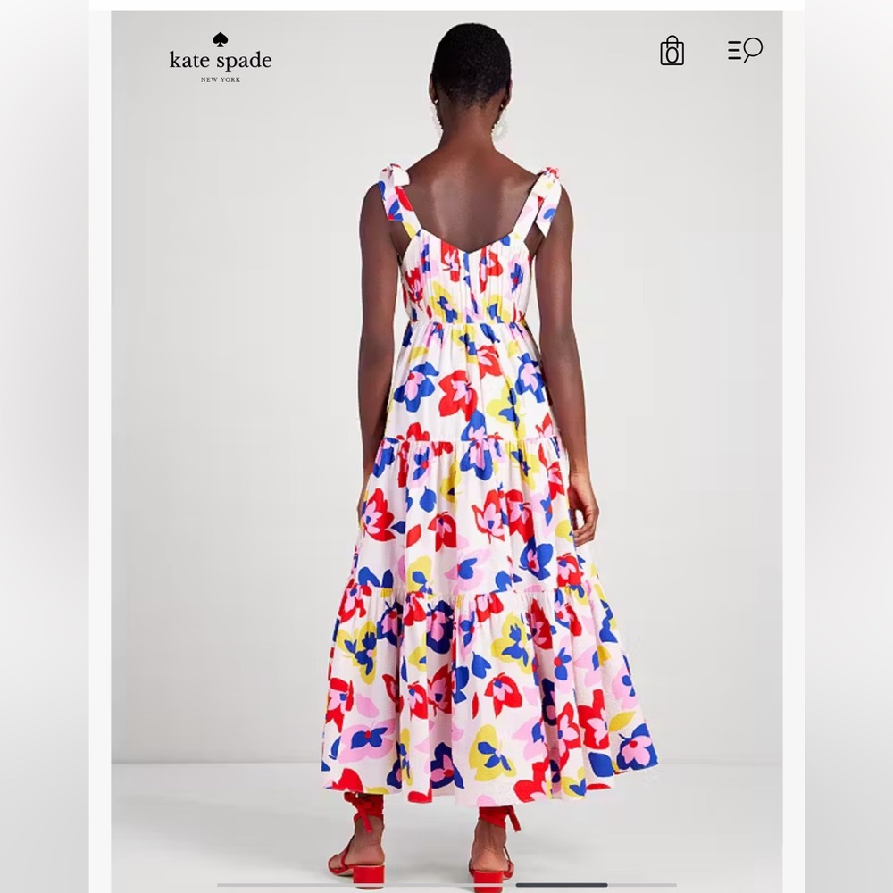 Kate Spade Summer Flowers Tiered Tie Strap Dress - Picture 5 of 15